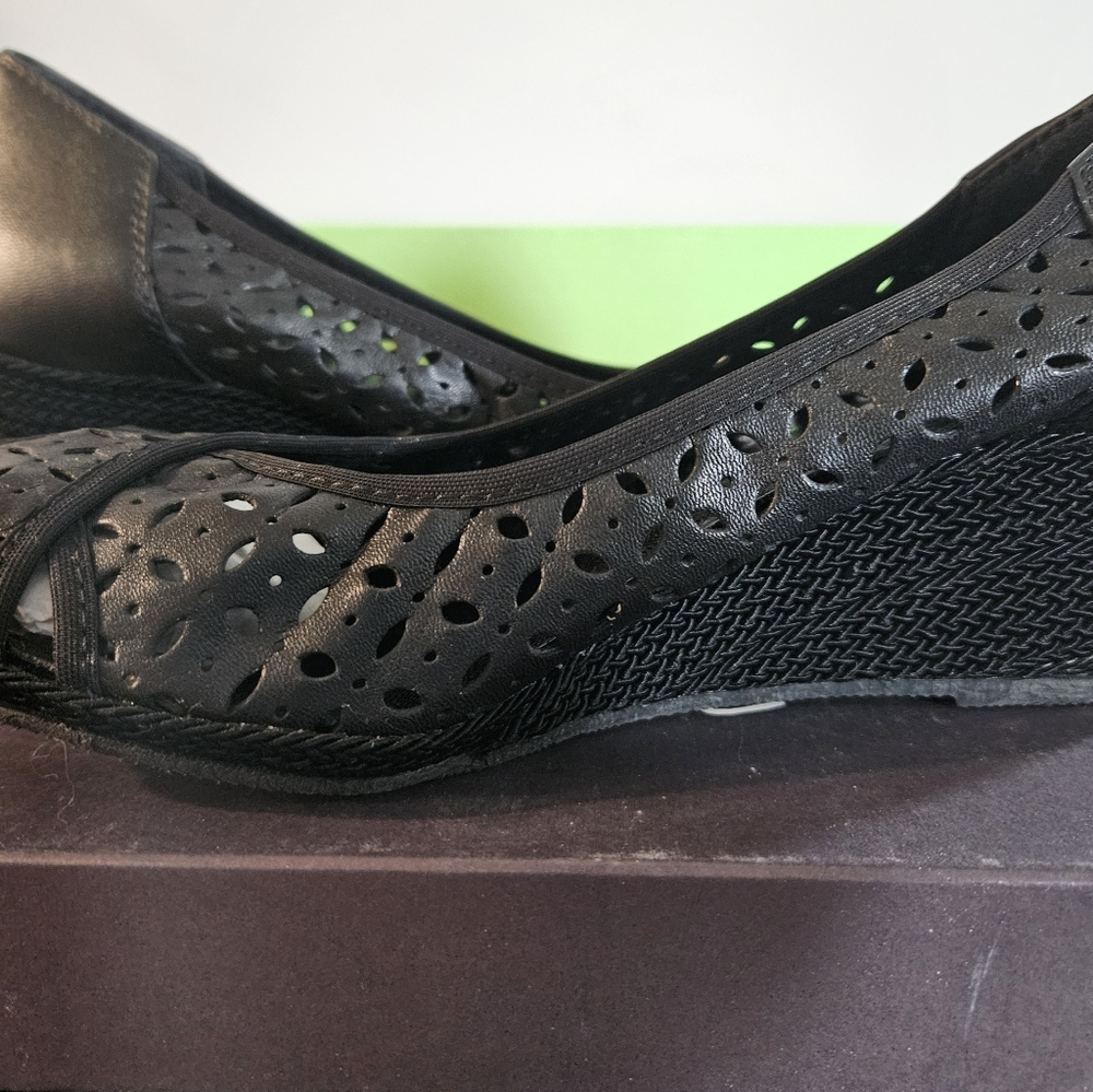 NWT $175 BLACK LATTICE ESPADRILLE WEDGE Sesto Meucci Italy Cottagecore Summer